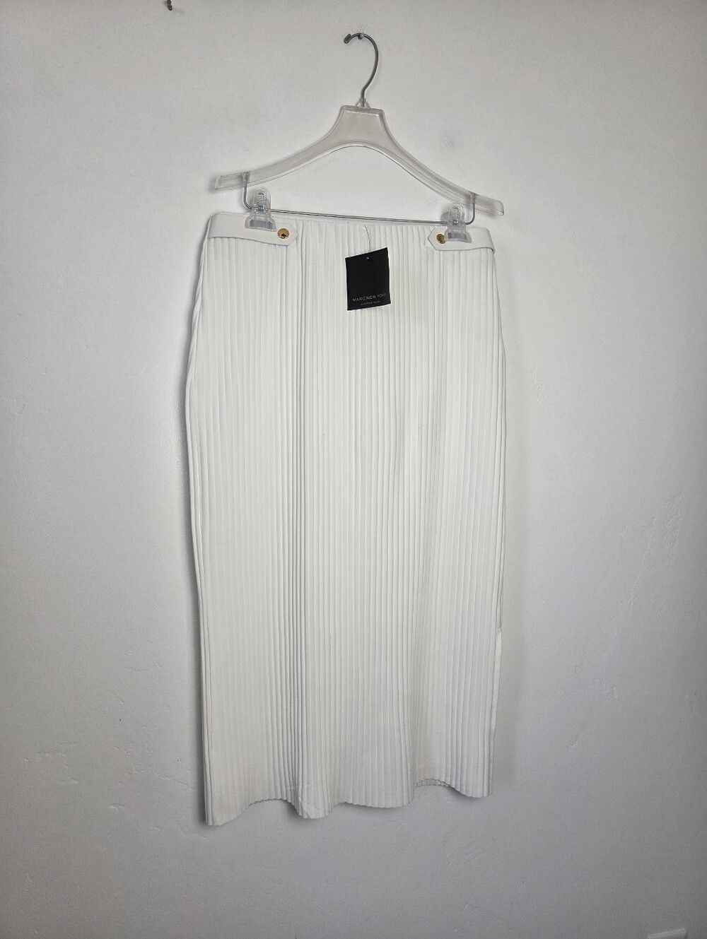 NEW Marc New York White Midi Skirt Pleated Formal Church Wedding Bridal Medium